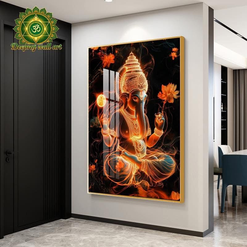 Ganesh Porcelain wall art- A radiant Touch of Divine Elegance 80 x120cm