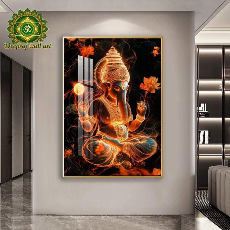 Ganesh Porcelain wall art- A radiant Touch of Divine Elegance 80 x120cm