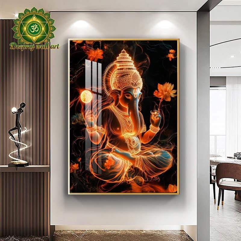 Ganesh Porcelain wall art- A radiant Touch of Divine Elegance 80 x120cm