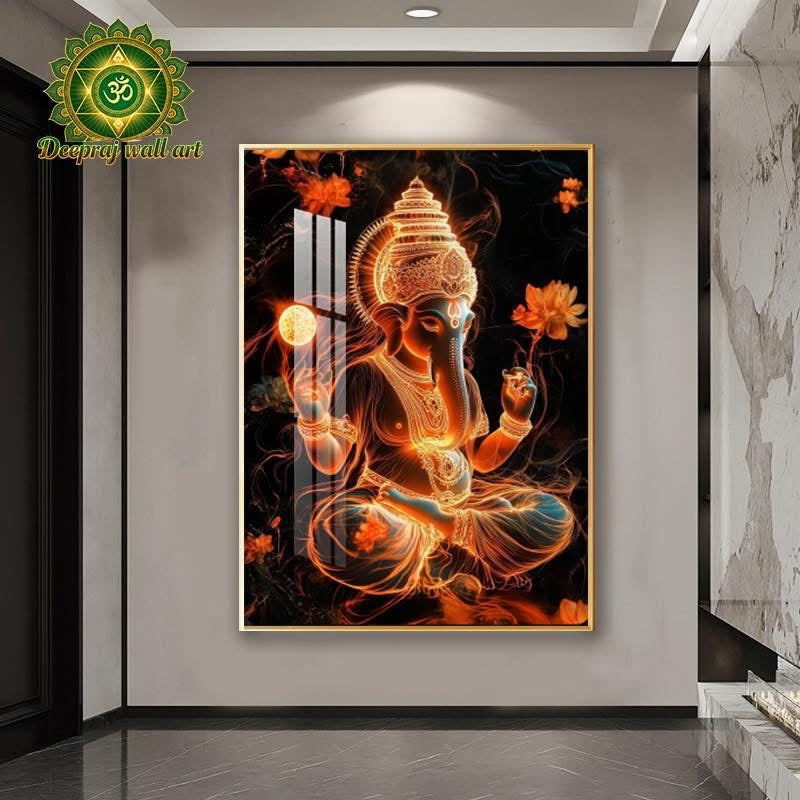 Ganesh Porcelain wall art- A radiant Touch of Divine Elegance 80 x120cm