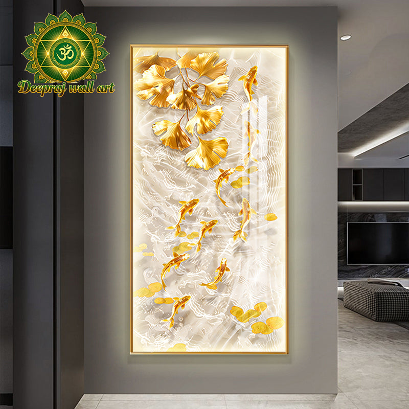 Lucky Golden Fish with Diamond and LED light l 70 x 140 CM