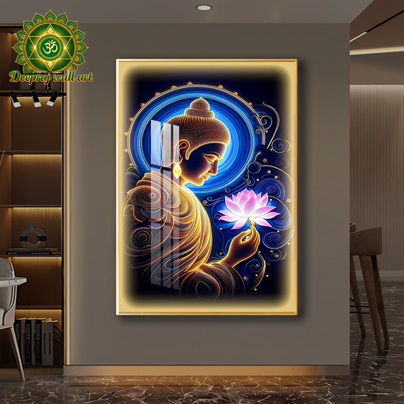 Buddha LED light 5D Diamond Crystal Porcelain, 60CM X 90CM