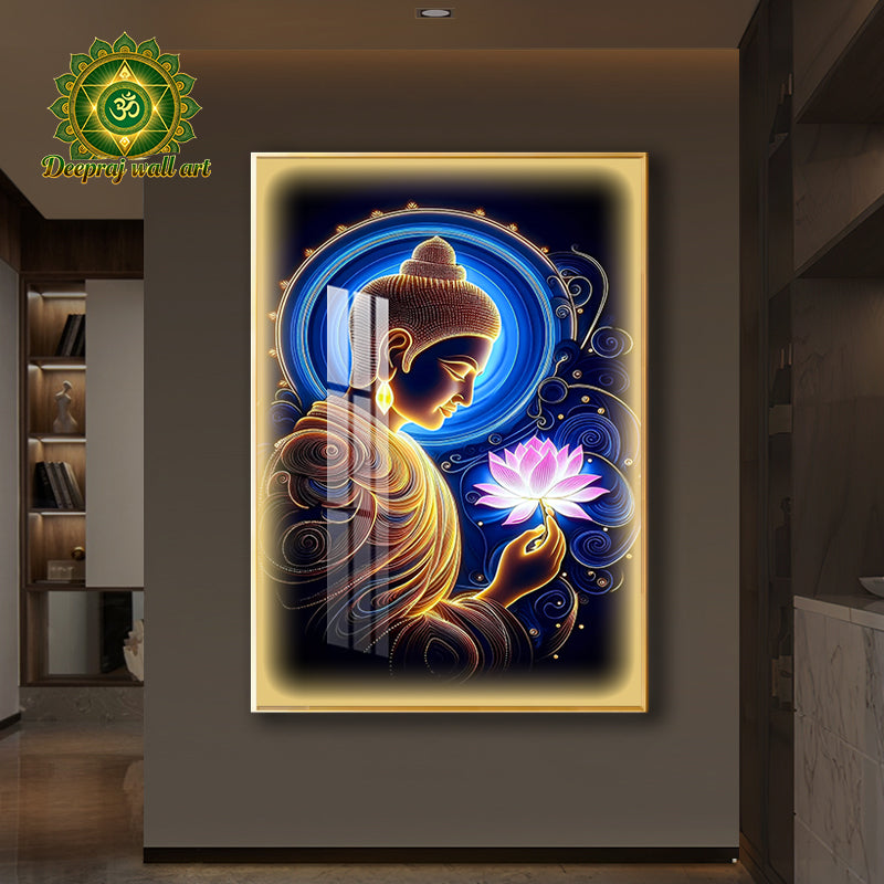 Buddha LED light 5D Diamond Crystal Porcelain, 60CM X 90CM