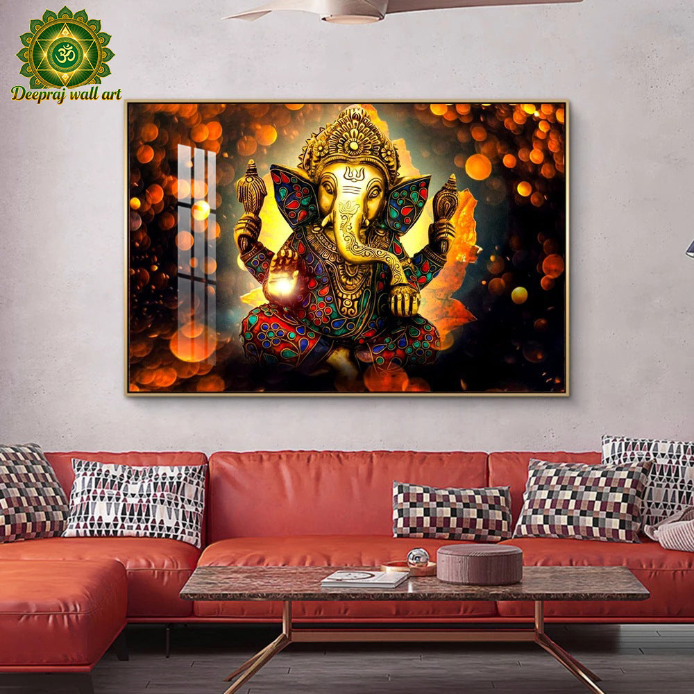Ganesh Crystal Porcelain 5D Wall Decor |Diamond-Inspired Crystal Embellishment