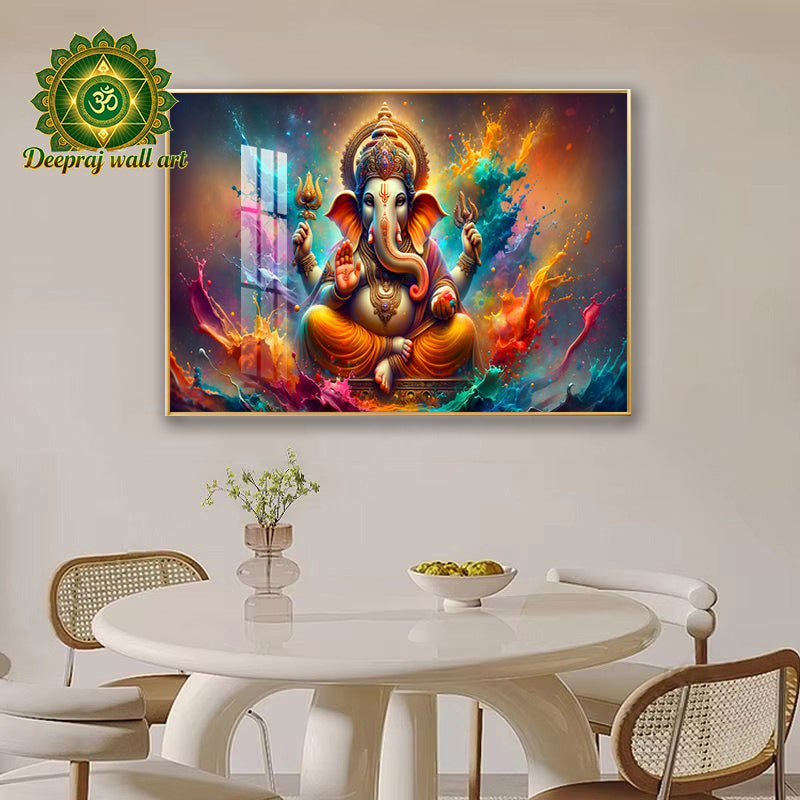 Lord Ganesh Crystal Porcelain 5D Wall Décor|70*100cm| Diamond-Inspired Crystal Embellishment | Limited Availability