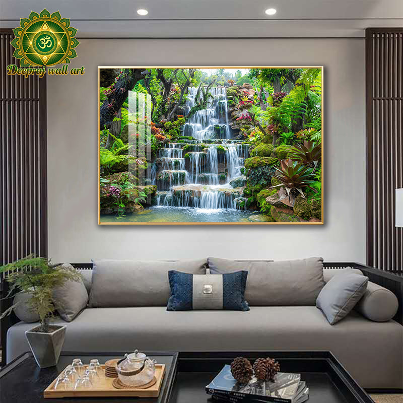 Crystal Porcelain 5D Wall Decor | Fountain with Greenery| 70*100cm|