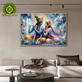Radha and Lord Krishna with Bansuri| Premium Crystal Porcelain 5D LED Wall Décor | 70 × 100 cm