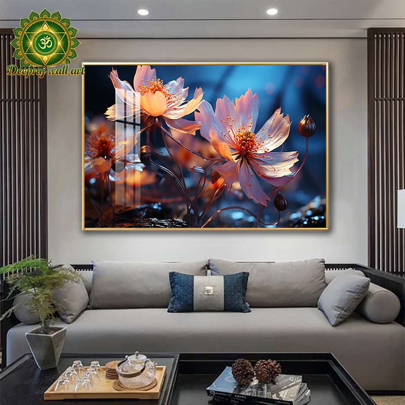 Flower Porcelain Wall decor with Diamond 80X120CM