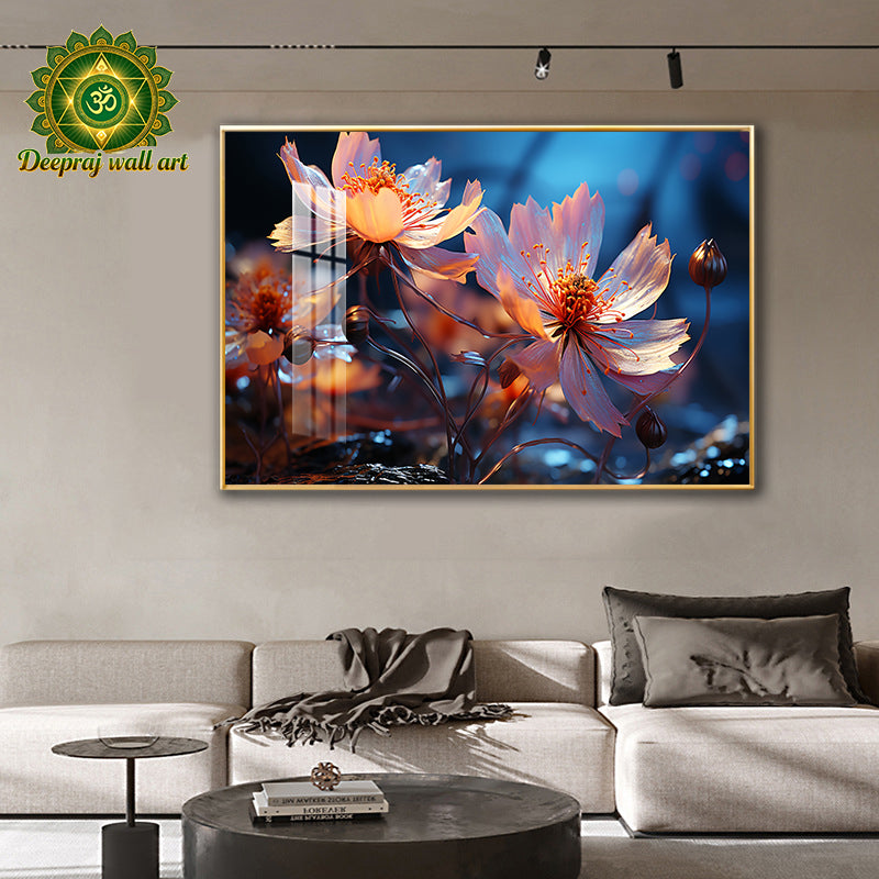 Flower Porcelain Wall decor with Diamond 80X120CM