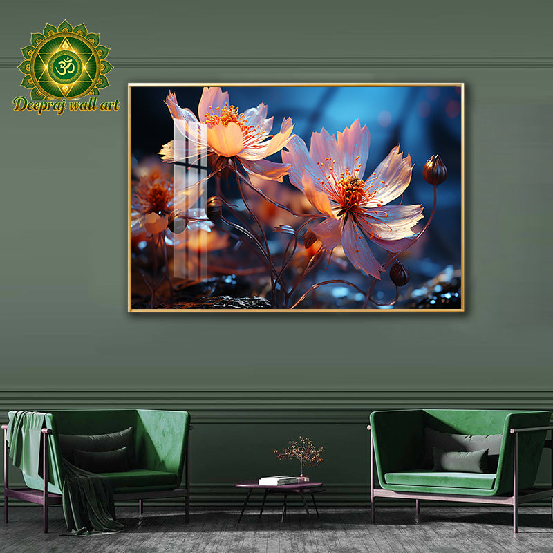 Flower Porcelain Wall decor with Diamond 80X120CM