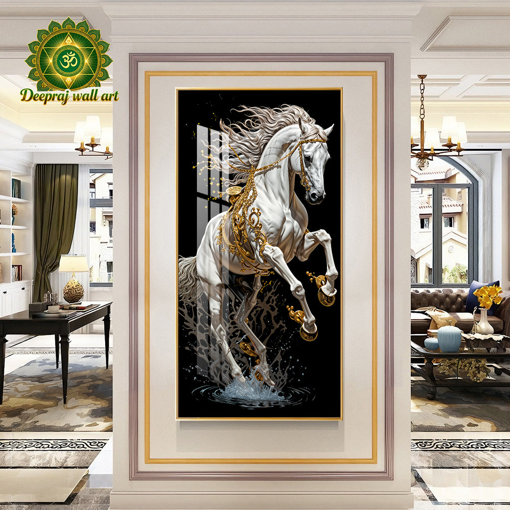 Lucky white Horse with Diamond 60X120CM