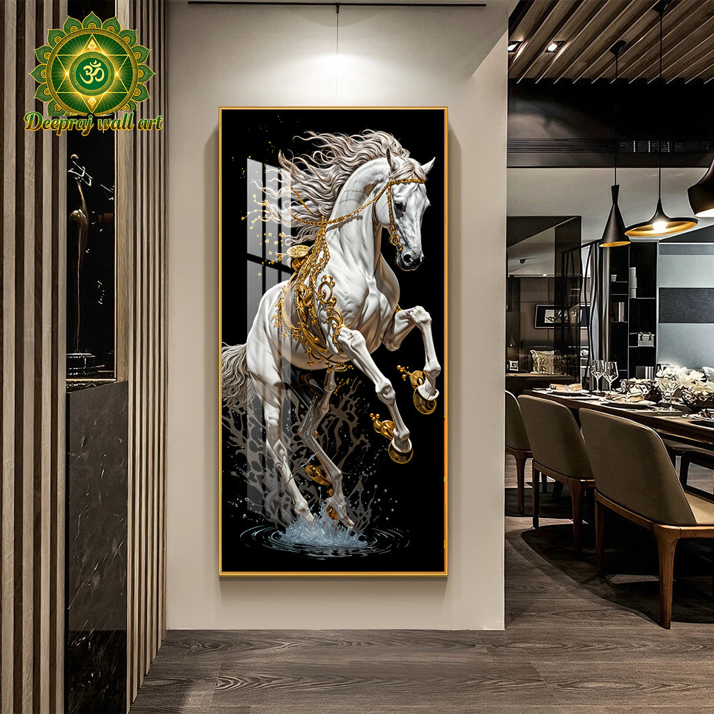 Lucky white Horse with Diamond 60X120CM