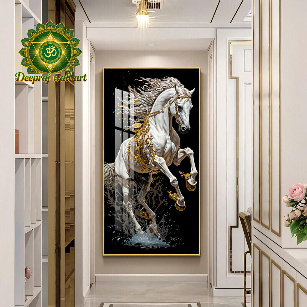 Lucky white Horse with Diamond 60X120CM
