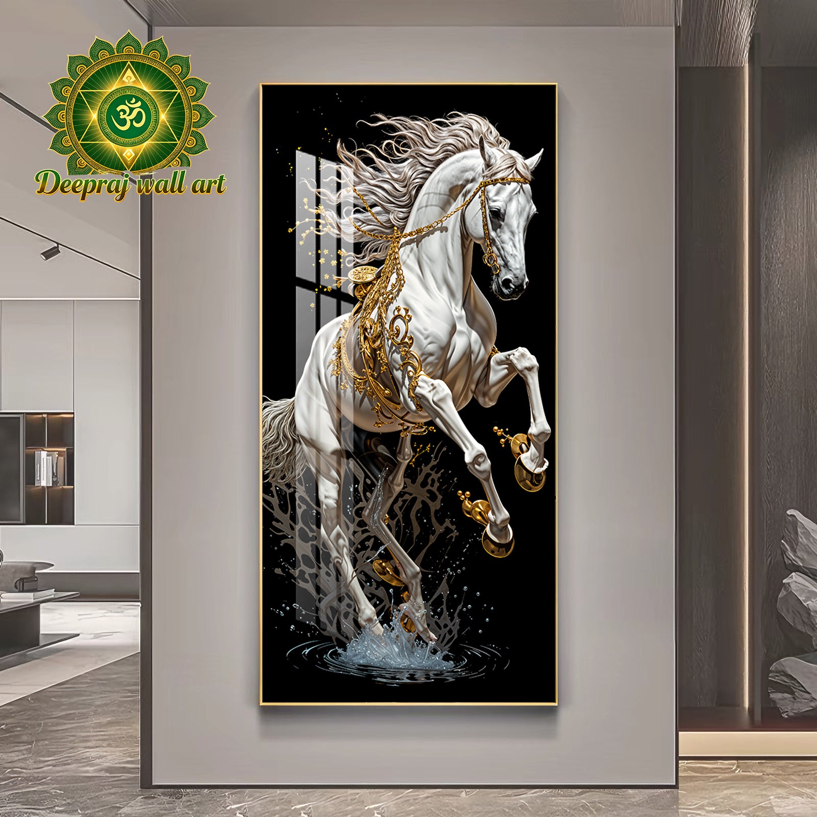 Lucky white Horse with Diamond 60X120CM