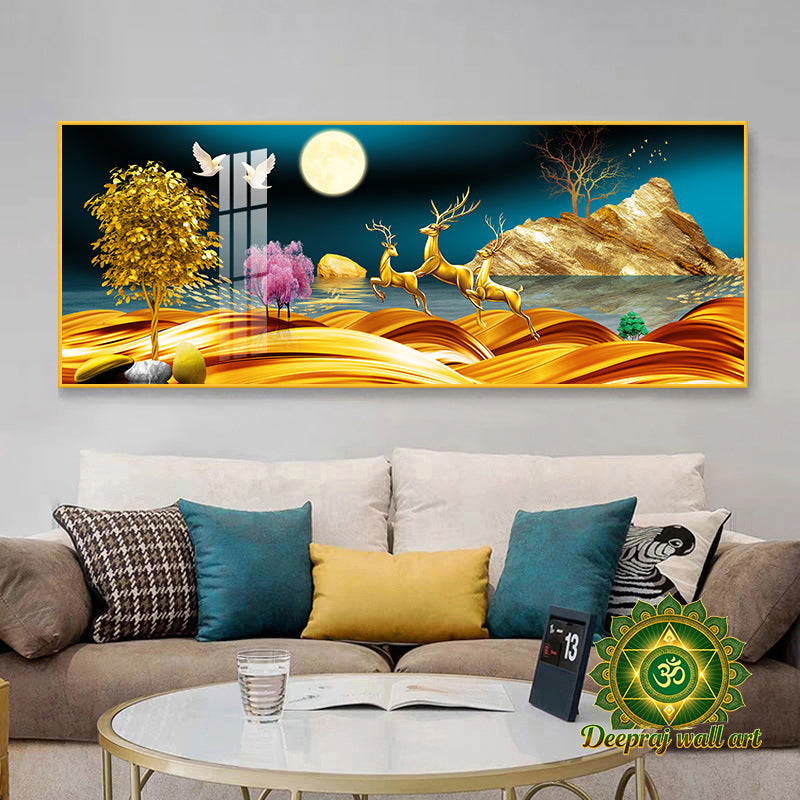 Couple Deer and Money Tree with Diamond decor 60X150CM