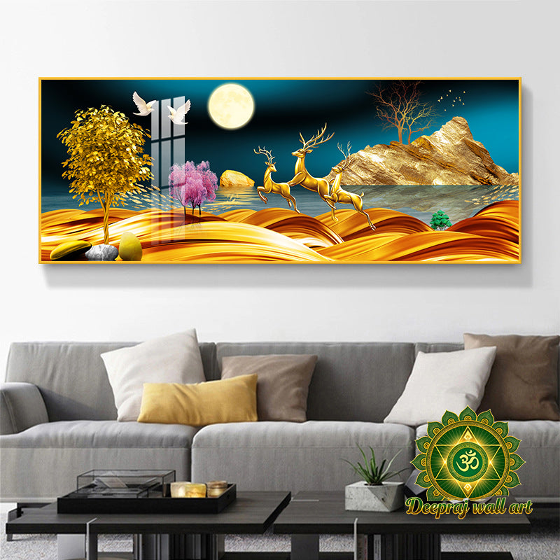 Couple Deer and Money Tree with Diamond decor 60X150CM