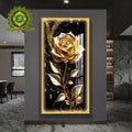 Elegant Rose on Gold Frame, LED light with Diamond,60 X120 CM