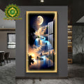 Glowing Moon Crystal Porcelain with LED light and Diamond l 60 x 120 CM