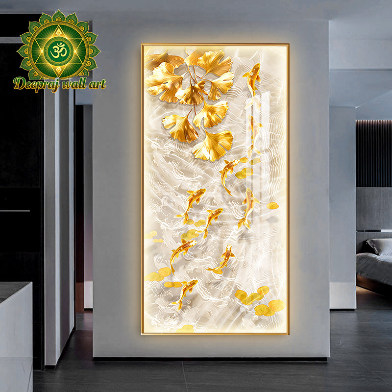 Lucky Golden Fish with Diamond and LED light l 70 x 140 CM