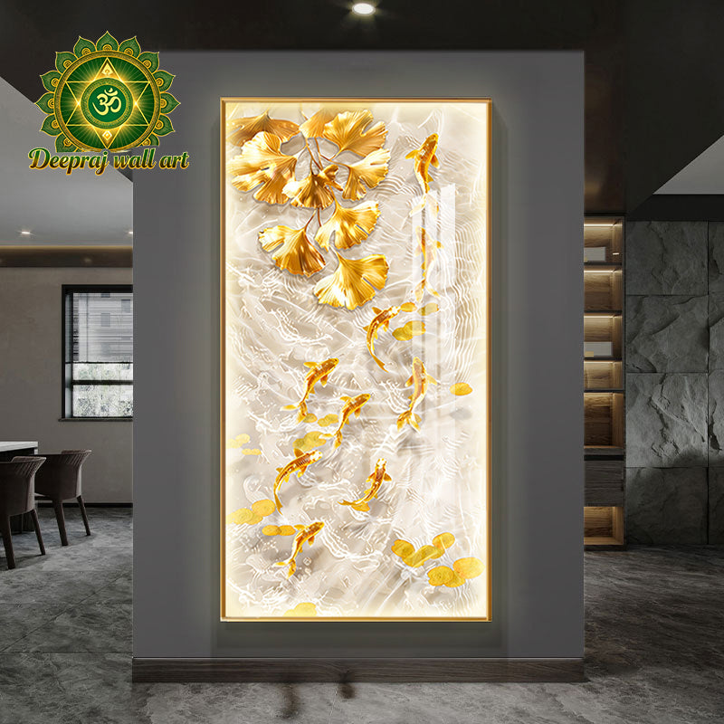 Lucky Golden Fish with Diamond and LED light l 70 x 140 CM