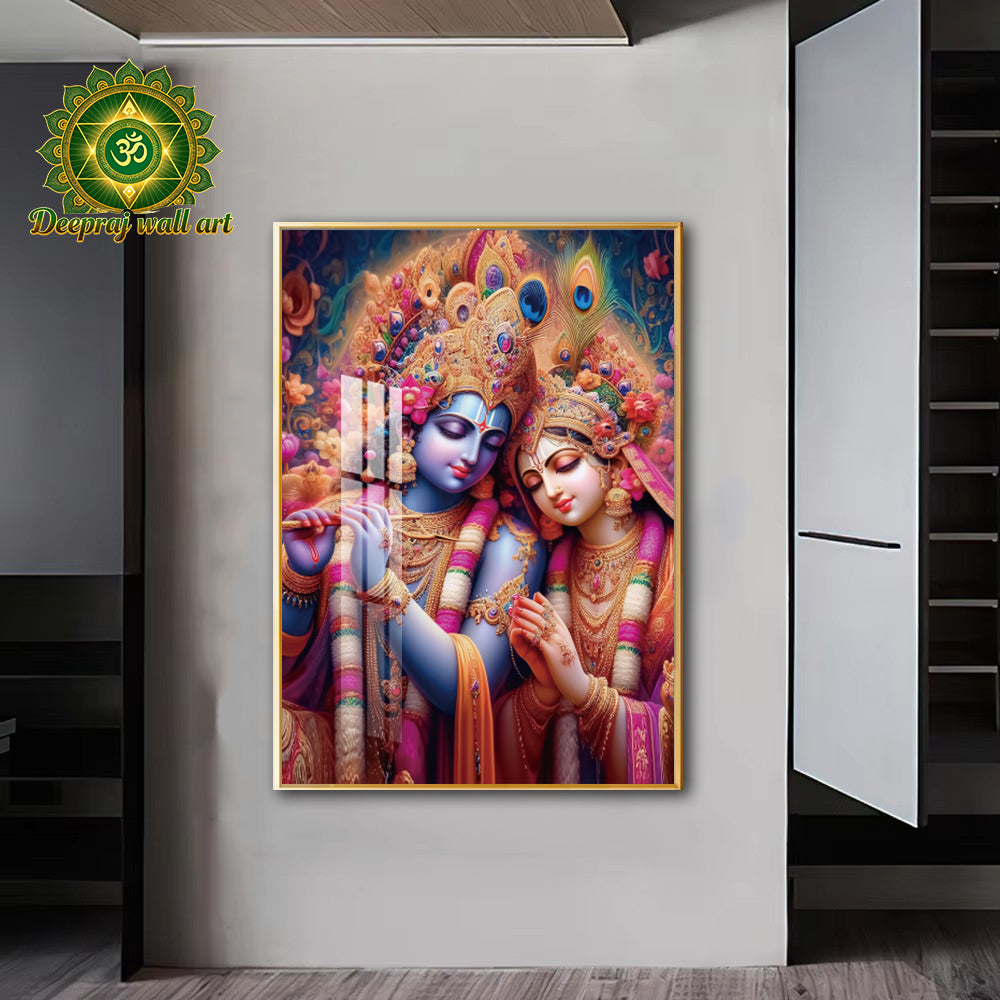 Radha and Lord Krishna with the Bansuri (flute) |50*70 cm|