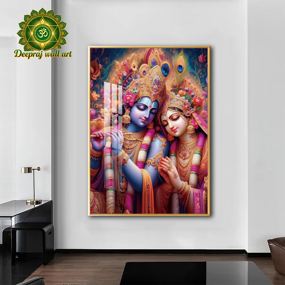 Radha and Lord Krishna with the Bansuri (flute) |50*70 cm|