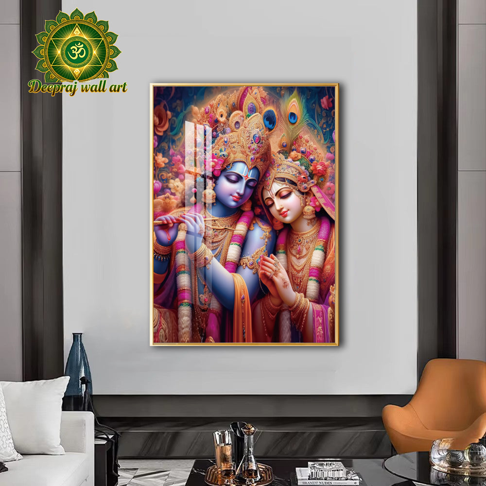 Radha and Lord Krishna with the Bansuri (flute) |50*70 cm|