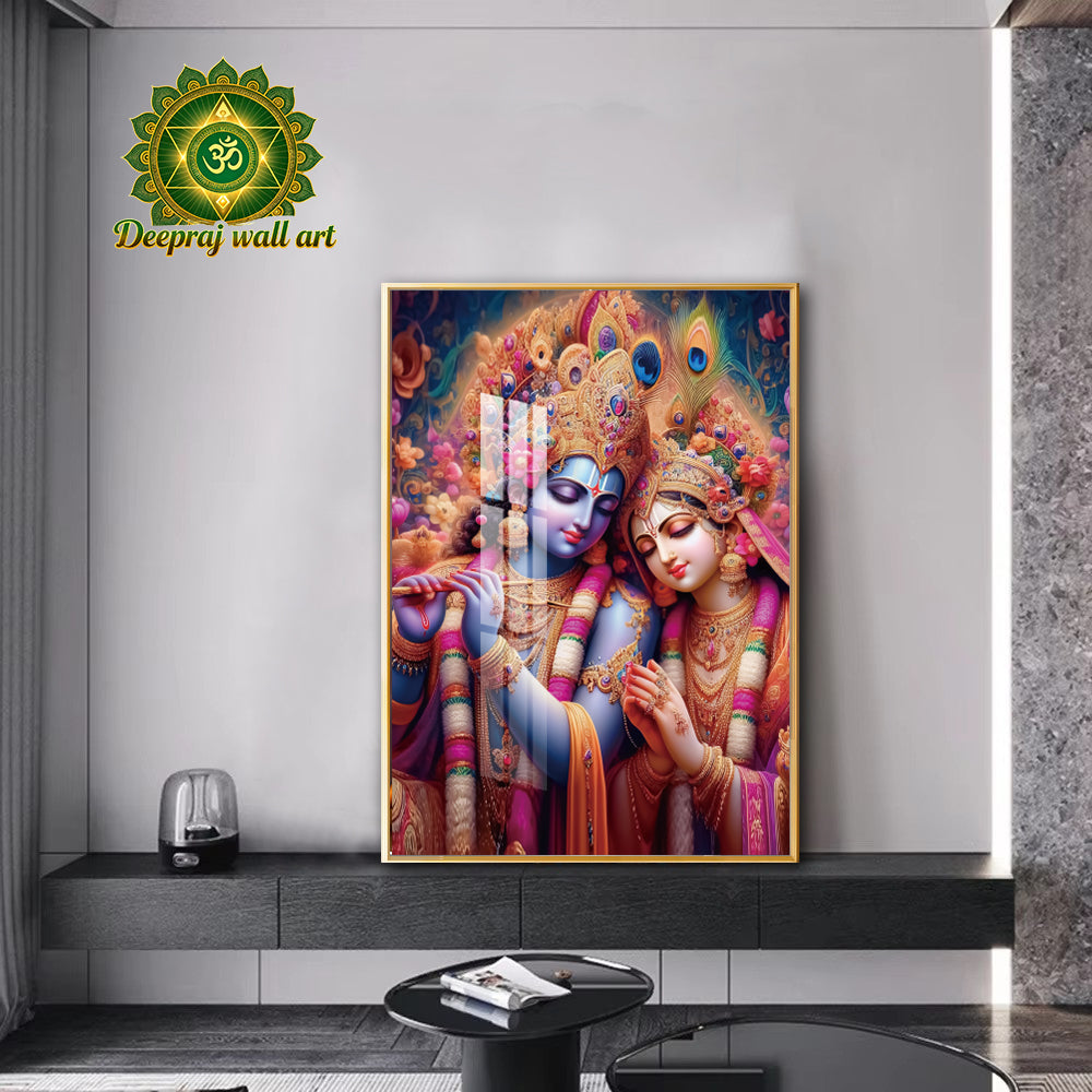 Radha and Lord Krishna with the Bansuri (flute) |50*70 cm|