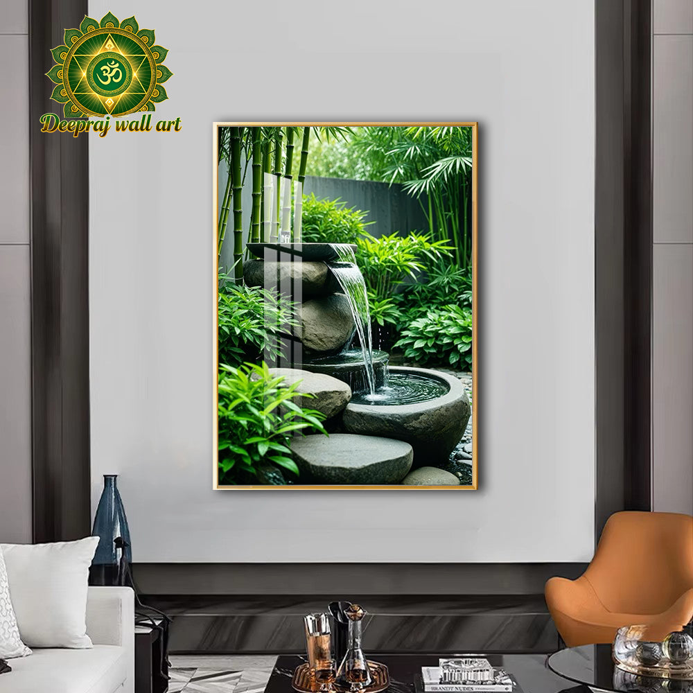 Crystal Porcelain 5D Wall Decor – Fountain with Greenery 50 × 70 cm | Limited Availability