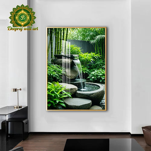 Crystal Porcelain 5D Wall Decor – Fountain with Greenery 50 × 70 cm | Limited Availability